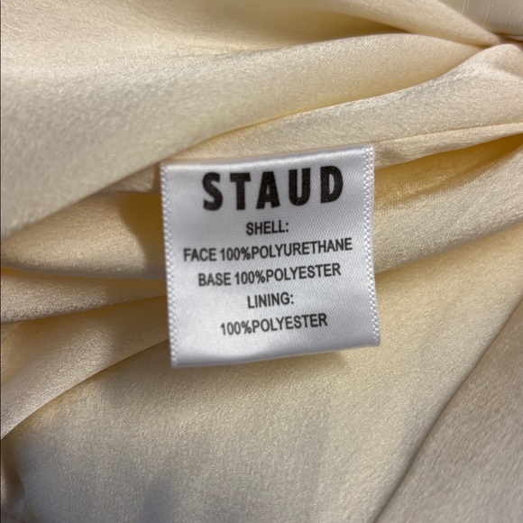 Staud Abstract Midi Swing Dress Faux Leather Cream Yellow Size 2 - Picture 7 of 8